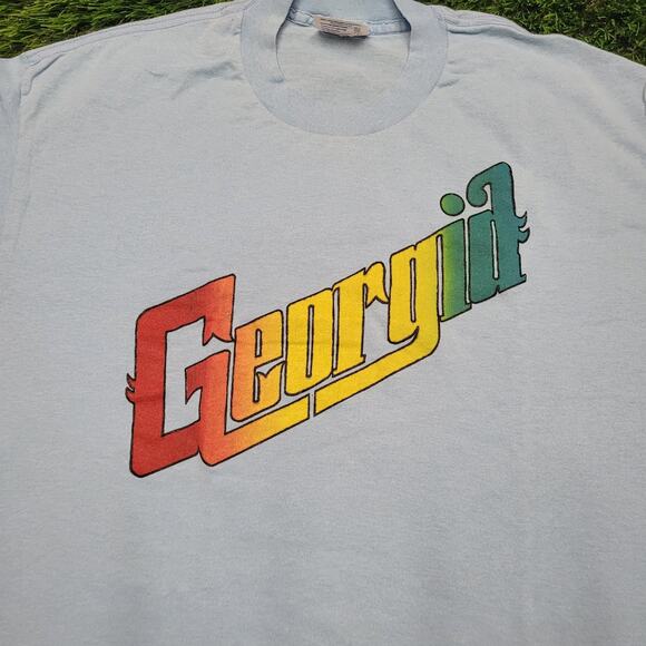 Vintage 80s Georgia Rainbow T-Shirt Mens Large Single-Stitch 50/50 - Picture 2 of 11
